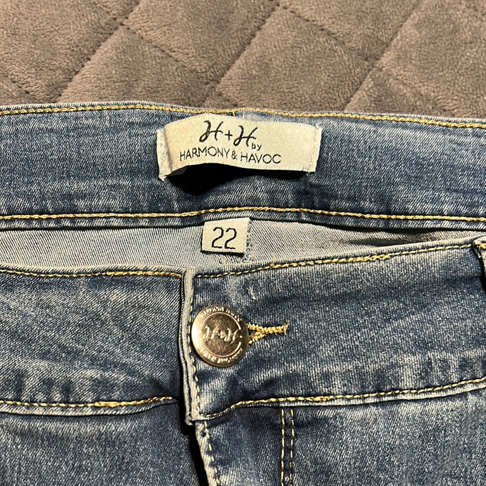 Distressed jean shorts